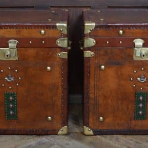 Pair Of Leather Storage Trunks / Boxes SAI3098 Antique Boxes