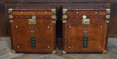 Pair Of Leather Storage Trunks / Boxes SAI3098 Antique Boxes 3