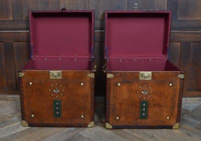 Pair Of Leather Storage Trunks / Boxes SAI3098 Antique Boxes 12