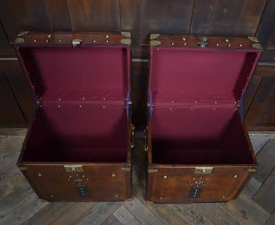 Pair Of Leather Storage Trunks / Boxes SAI3098 Antique Boxes 11