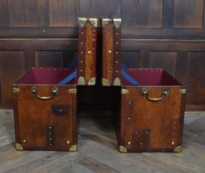 Pair Of Leather Storage Trunks / Boxes SAI3098 Antique Boxes 10