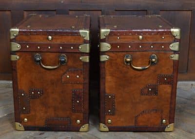 Pair Of Leather Storage Trunks / Boxes SAI3098 Antique Boxes 8