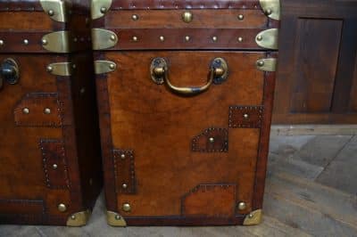 Pair Of Leather Storage Trunks / Boxes SAI3098 Antique Boxes 5