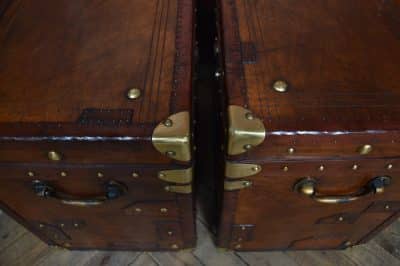 Pair Of Leather Storage Trunks / Boxes SAI3098 Antique Boxes 4