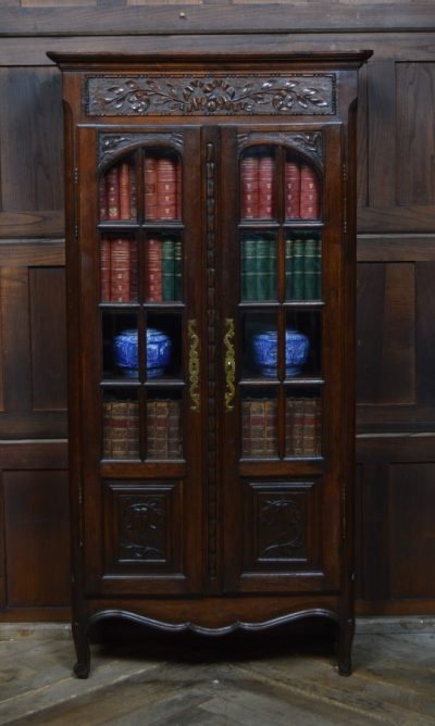 French Victorian Oak Bookcase / Display Cabinet SAI3105