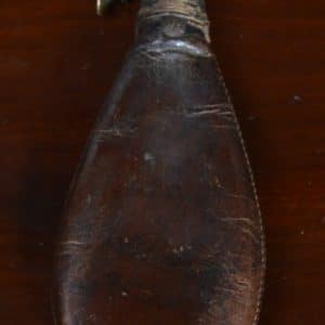19th Century Leather And Brass Powder Flask SAI3136 Military & War Antiques
