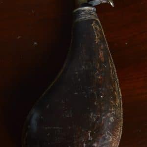 19th Century Leather Powder Flask SAI3138 Military & War Antiques