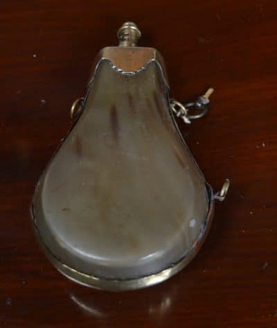 19th Century Green Horn Powder Flask SAI3139