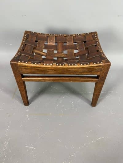 Arthur Simpson of Kendal Leather and Oak Stool Arthur Simpson Antique Furniture 7