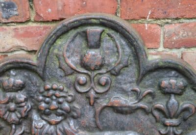 A wonderful cast iron fire back decorated with guardant leopard. - Image 6
