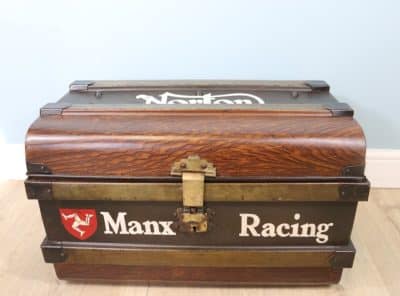 Isle of Man motor bike and automobilia enthusiast vintage metal trunk - Image 2