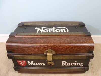 Isle of Man motor bike and automobilia enthusiast vintage metal trunk norton Antique Chests 3