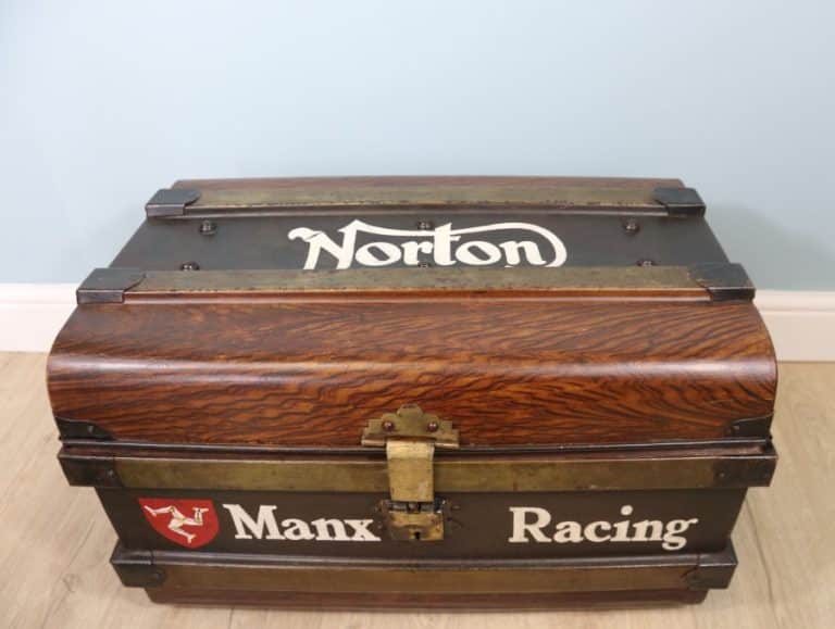 Isle of Man motor bike and automobilia enthusiast vintage metal trunk