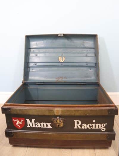 Isle of Man motor bike and automobilia enthusiast vintage metal trunk norton Antique Chests 7