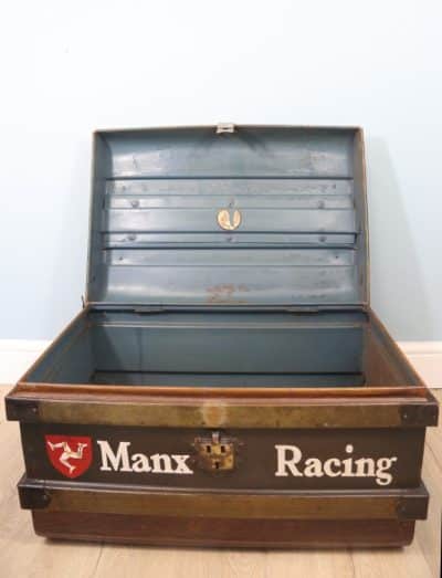 Isle of Man motor bike and automobilia enthusiast vintage metal trunk - Image 5