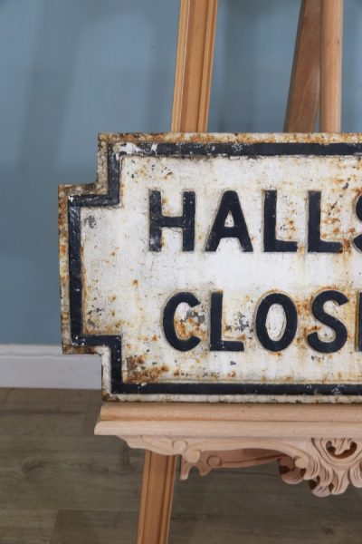 A large cast iron original Victorian street sign marked ‘Hallside Close’. - Image 2