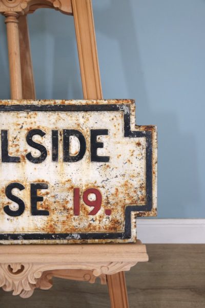 A large cast iron original Victorian street sign marked ‘Hallside Close’. - Image 3