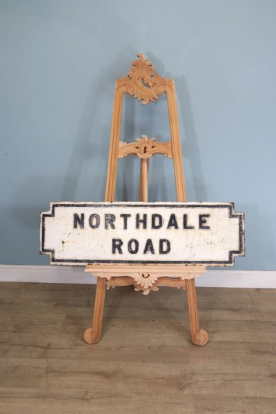 A large cast iron original Victorian street sign marked ‘Northdale Road’. Liverpool Antique Furniture 6