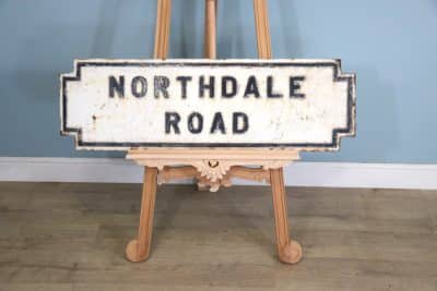 A large cast iron original Victorian street sign marked ‘Northdale Road’.