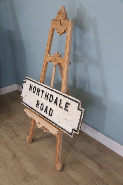 A large cast iron original Victorian street sign marked ‘Northdale Road’. Liverpool Antique Furniture 7
