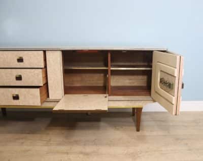 A gorgeous and highly unusual retro cocktail cabinet/sideboard made by Stonehill Furniture and dated 1960. mid century Antique Furniture 9