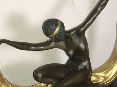 Art Deco “ Dancing With Egyptian “ Bronze & Marble Antique Sculptures 8