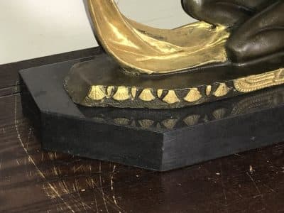 Art Deco “ Dancing With Egyptian “ Bronze & Marble - Image 11