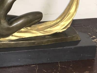 Art Deco “ Dancing With Egyptian “ Bronze & Marble Antique Sculptures 15