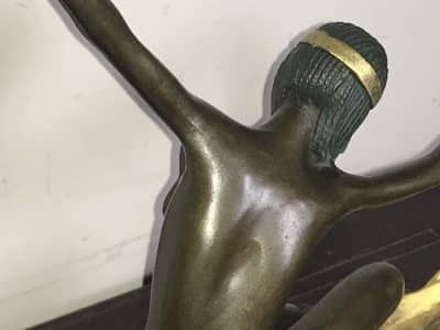 Art Deco “ Dancing With Egyptian “ Bronze & Marble Antique Sculptures 19