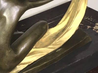 Art Deco “ Dancing With Egyptian “ Bronze & Marble Antique Sculptures 23