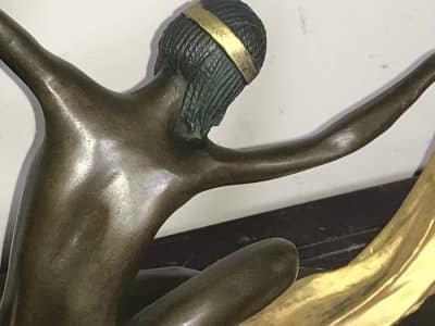 Art Deco “ Dancing With Egyptian “ Bronze & Marble Antique Sculptures 25