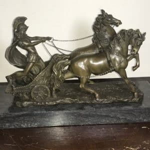 The Chariot racer in hot caste bronze & marble Antique Sculptures