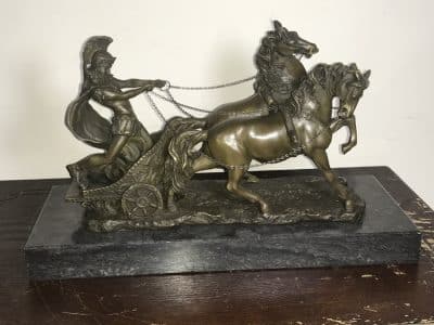 The Chariot racer in hot caste bronze & marble Antique Sculptures 3