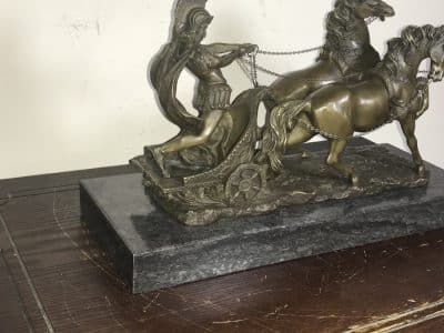 The Chariot racer in hot caste bronze & marble Antique Sculptures 4