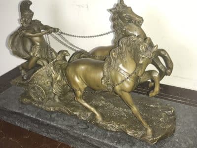 The Chariot racer in hot caste bronze & marble Antique Sculptures 8