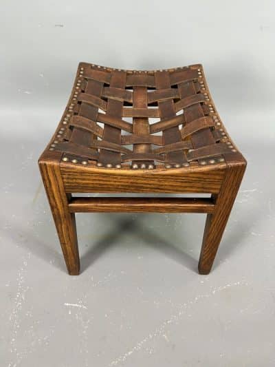 Arthur Simpson of Kendal Leather and Oak Stool Arthur Simpson Antique Furniture 4