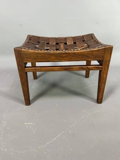 Arthur Simpson of Kendal Leather and Oak Stool Arthur Simpson Antique Furniture 3