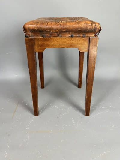 Early 20th Century Leather Stool leather Antique Furniture 3