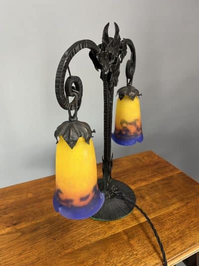 French ‘Muller Freres’ Table Lamp French Antique Lighting 4