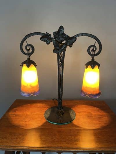 French ‘Muller Freres’ Table Lamp French Antique Lighting 3