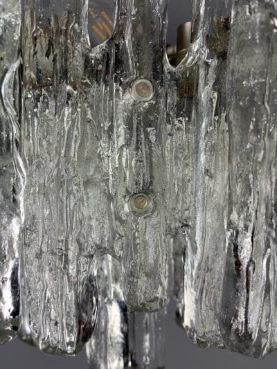 Large Murano Ice Glass Chandelier c1960s - Image 3