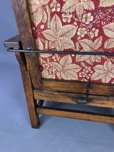 Arts & Crafts Oak Reclining Armchair armchair Antique Chairs 10