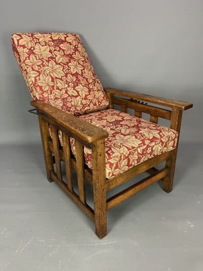 Arts & Crafts Oak Reclining Armchair armchair Antique Chairs 3