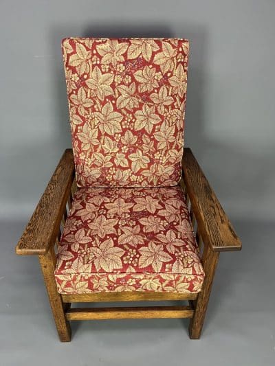 Arts & Crafts Oak Reclining Armchair armchair Antique Chairs 7