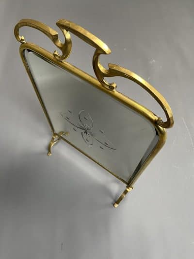 Art Nouveau Brass & Mirrored Glass Fire Screen art nouveau Antique Collectibles 7