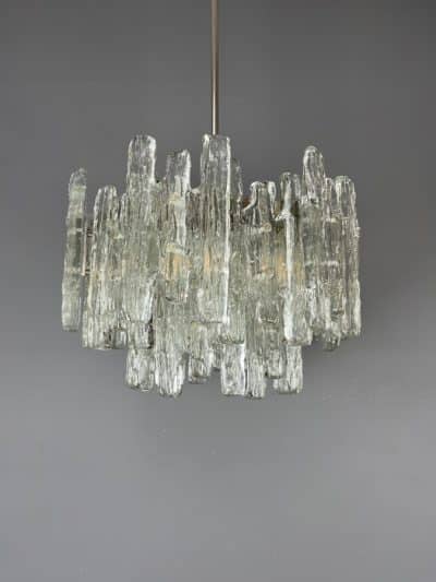 Large Murano Ice Glass Chandelier c1960s - Image 7