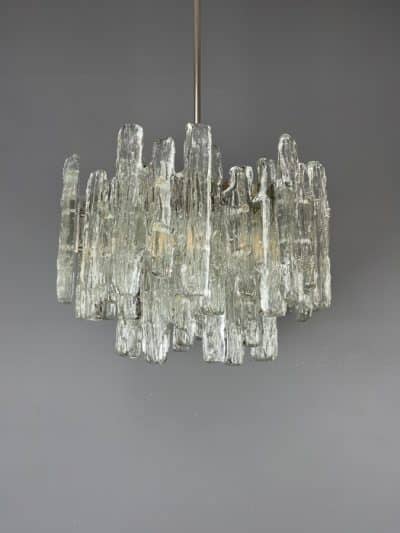 Large Murano Ice Glass Chandelier c1960s Ice Antique Glassware 9