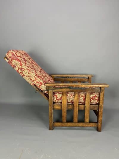Arts & Crafts Oak Reclining Armchair armchair Antique Chairs 11