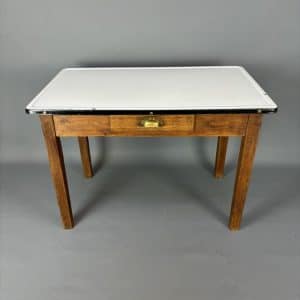 Victorian Enamel Top Table enamel Antique Furniture