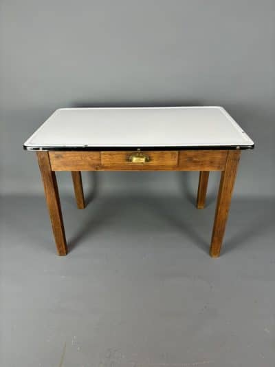 Victorian Enamel Top Table enamel Antique Furniture 3